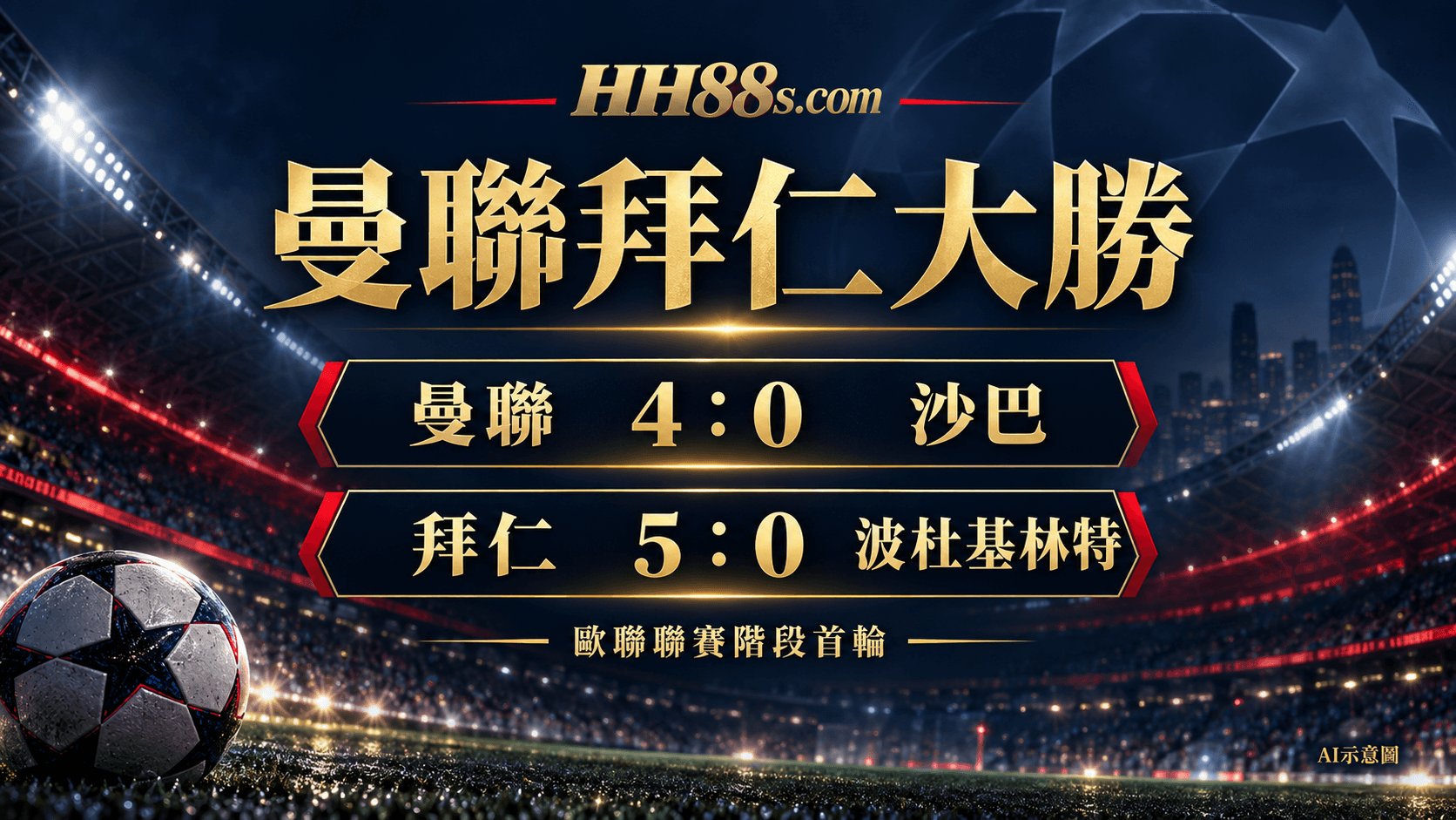 歐聯|曼聯4:0響頭炮 拜仁5:0下半場連轟五球